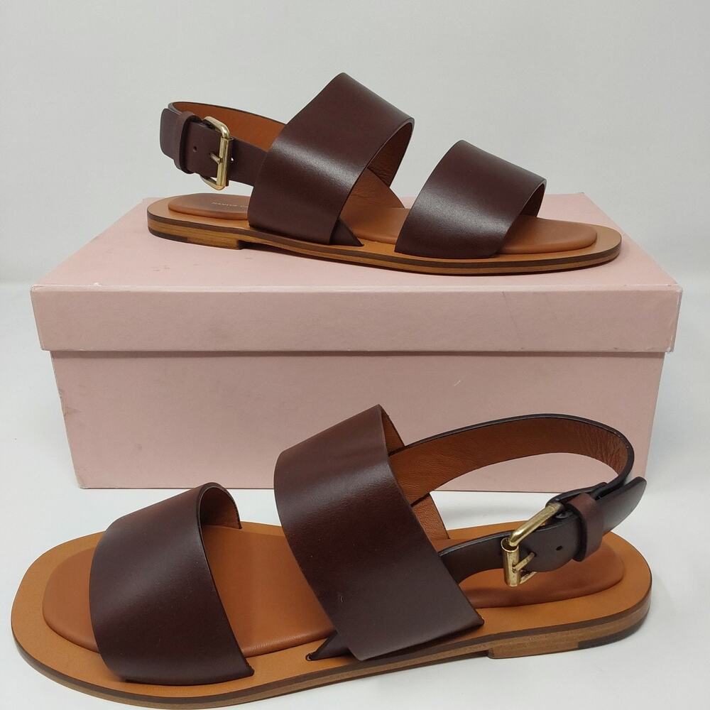Mansur Gavriel Double Strap Sandals Women's US 8.5-9/ EU 39 Brown Leather NWB